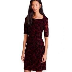 Anthropologie Maeve Elorn Short Sleeve Dress Size 2 Wine Black